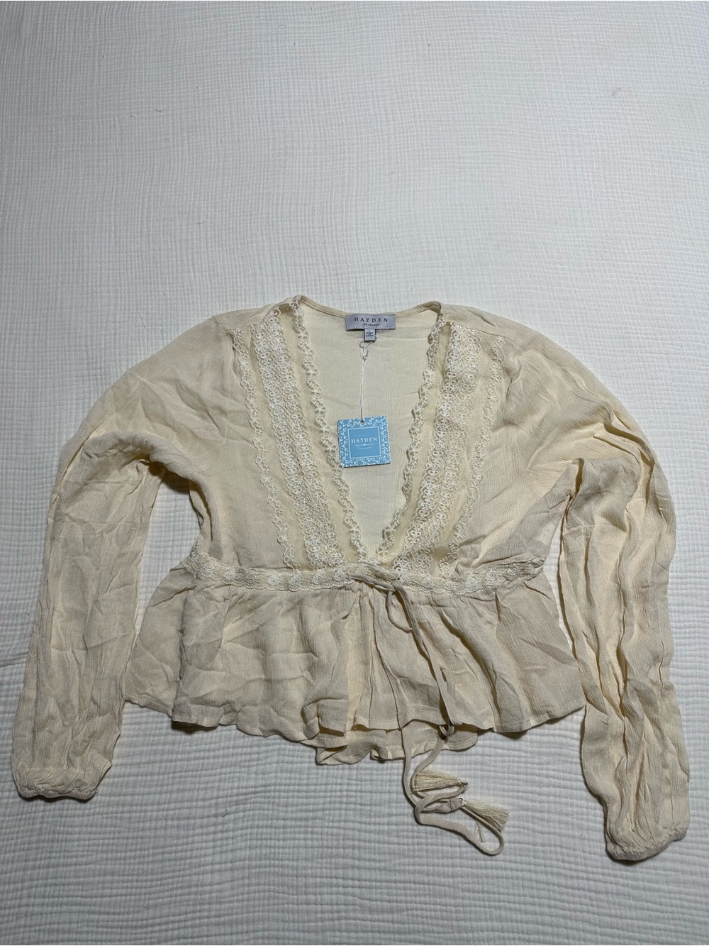 Hayden LA Cream Textured Lightweight Blouse